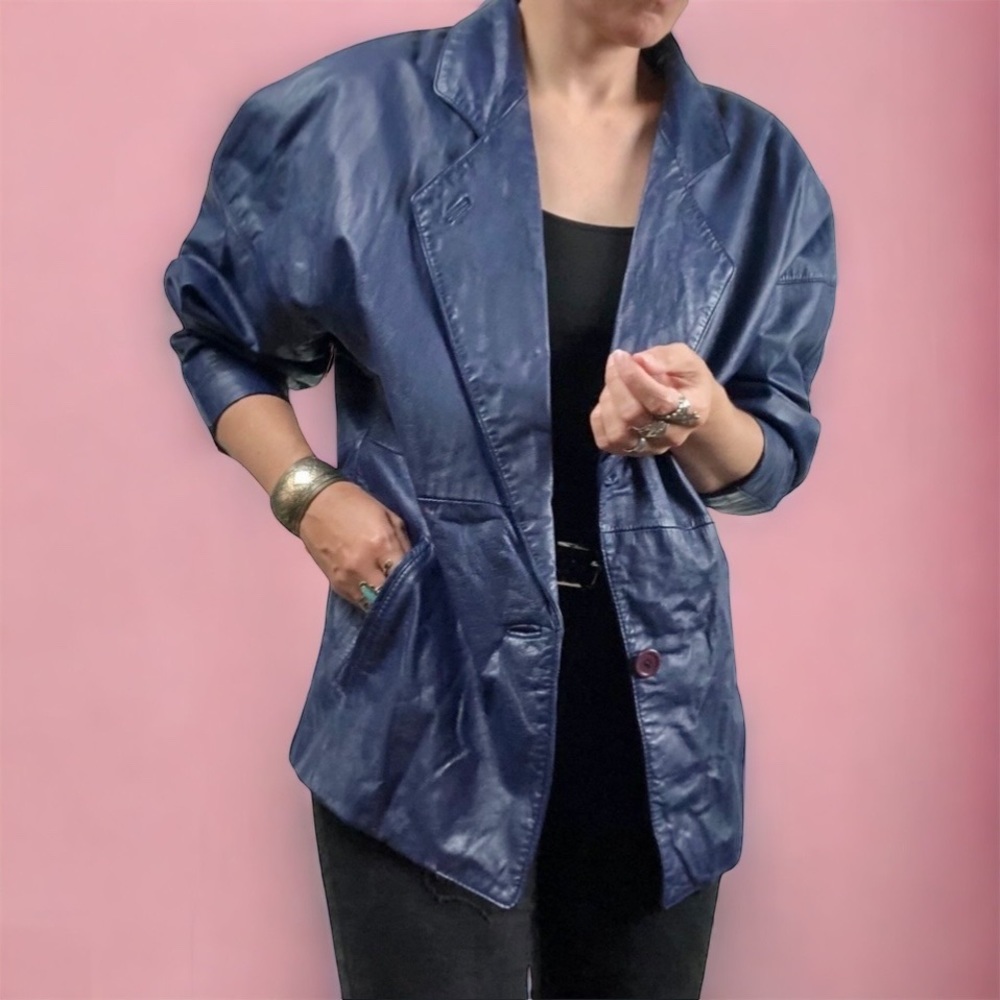 Vintage 80s oversized puffy sleeve leather jacket